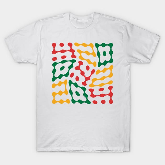 Twisted 420 Metaballs Typography (Rasta Colours) T-Shirt by John Uttley